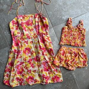 Old Navy Pink and Yellow Floral Set- Matching- Mommy&Me